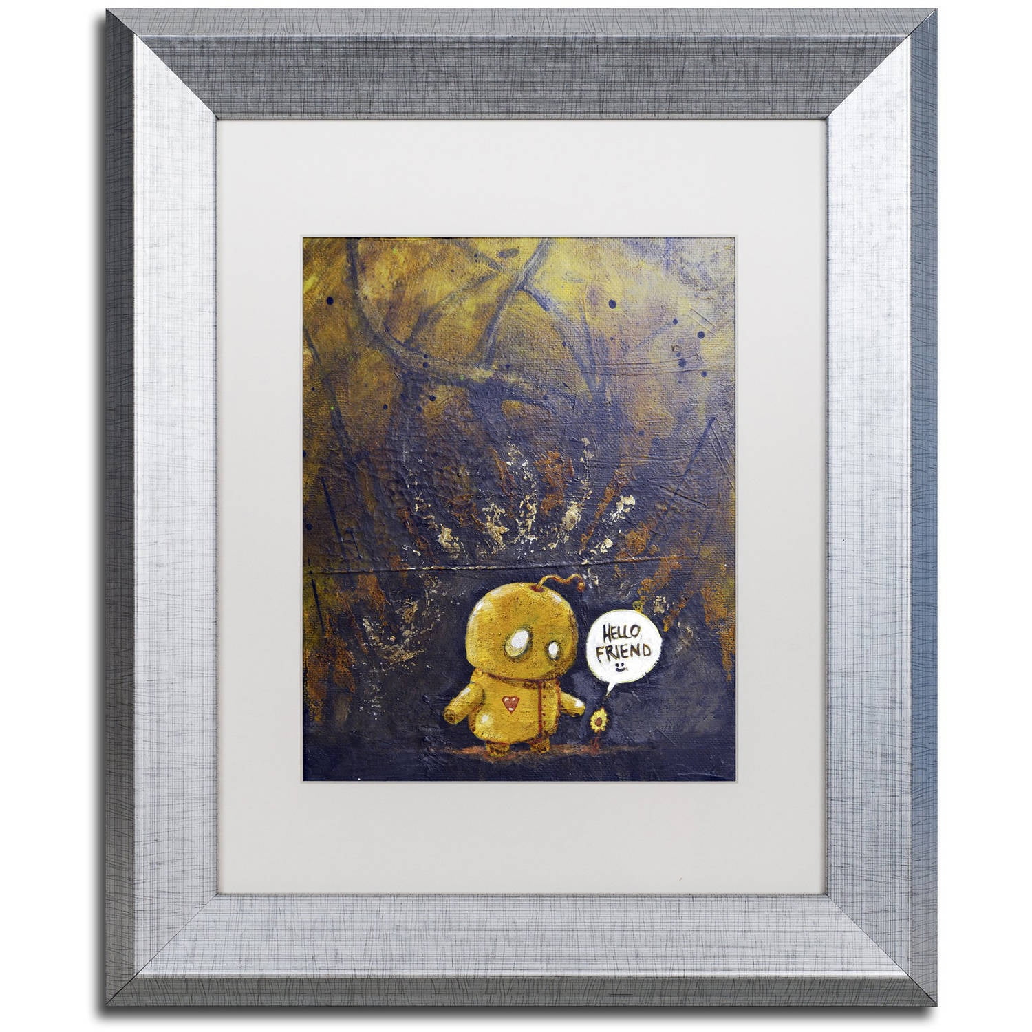 Trademark Fine Art 'Hello Friend' Canvas Art by Craig Snodgrass, White Matte, Silver Frame