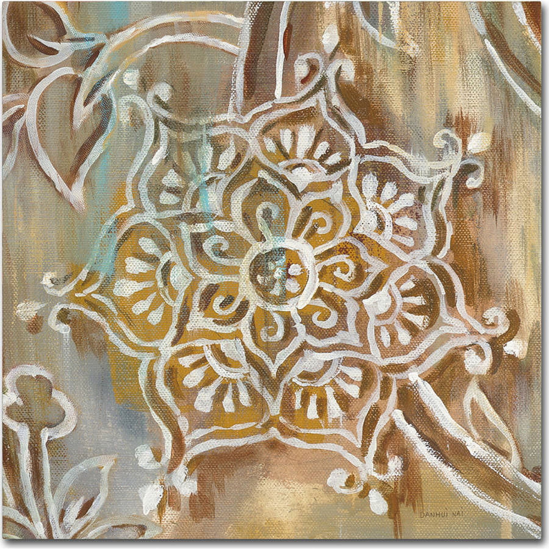 18" x 18" Teal and Brown Abstract Floral Canvas Art