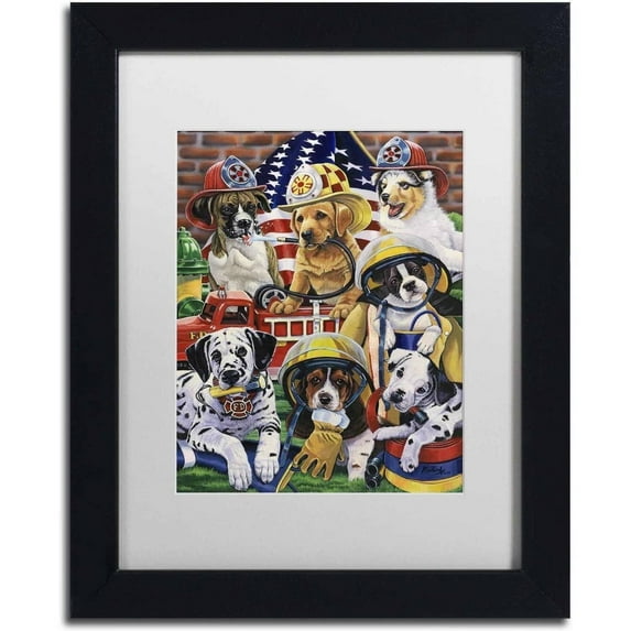 Trademark Fine Art 'Hero Helpers' Canvas Art by Jenny Newland, White Matte, Black Frame