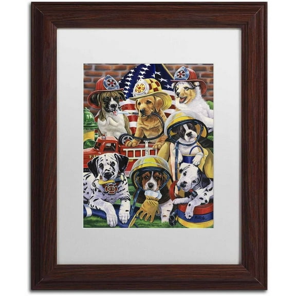 Trademark Fine Art 'Hero Helpers' Canvas Art by Jenny Newland, White Matte, Wood Frame