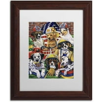 Trademark Fine Art 'Hero Helpers' Canvas Art by Jenny Newland, White Matte, Wood Frame