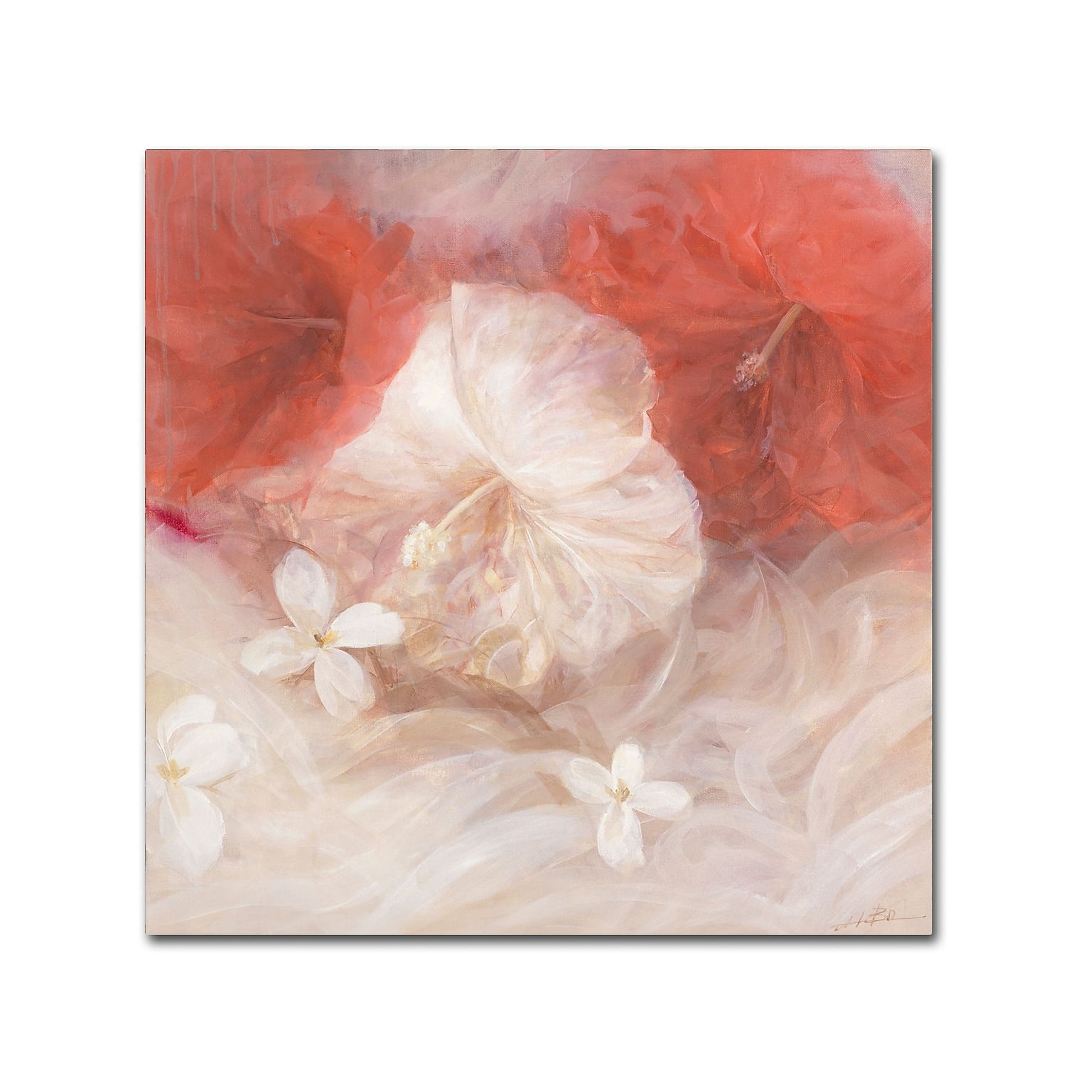 Red and White Floral Canvas Art by Li Bo