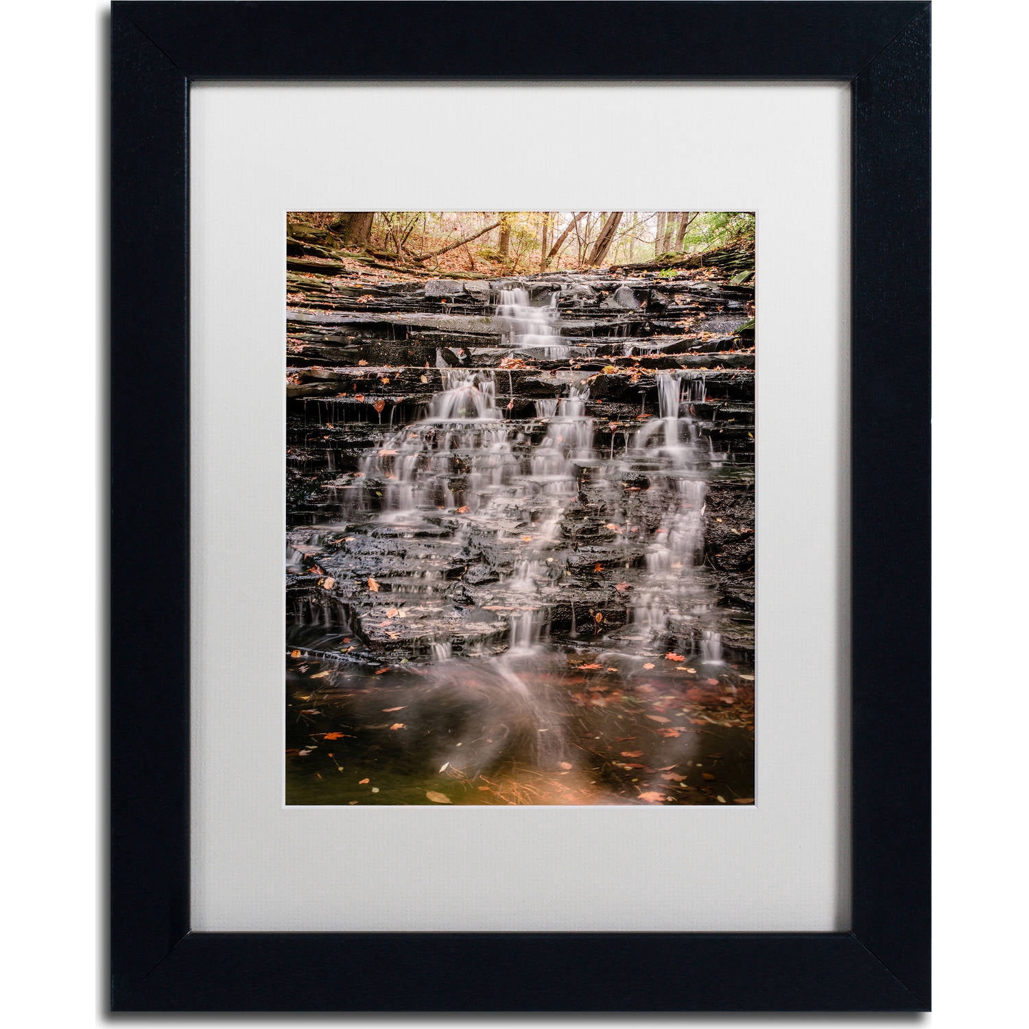 Trademark Fine Art "Hidden Falls" Canvas Art by Jason Shaffer, White Matte, Black Frame
