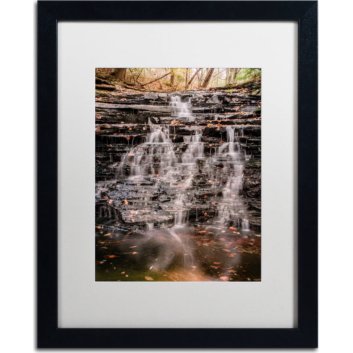 Trademark Fine Art "Hidden Falls" Canvas Art by Jason Shaffer, White Matte, Black Frame