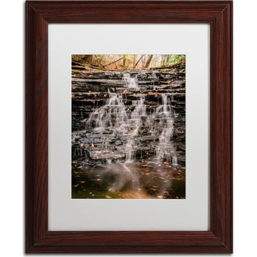 Trademark Fine Art "Hidden Falls" Canvas Art by Jason Shaffer, White Matte, Wood Frame