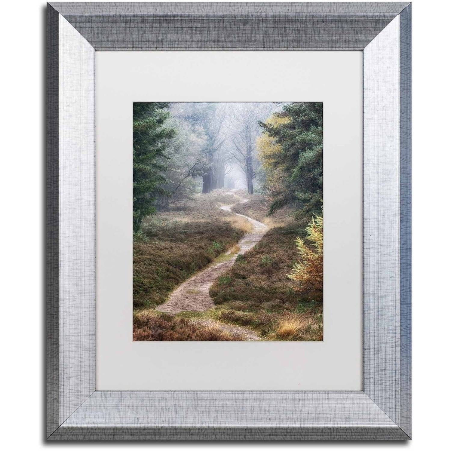 Trademark Fine Art 'Hiking Trail' Canvas Art by Cora Niele, White Matte, Silver Frame