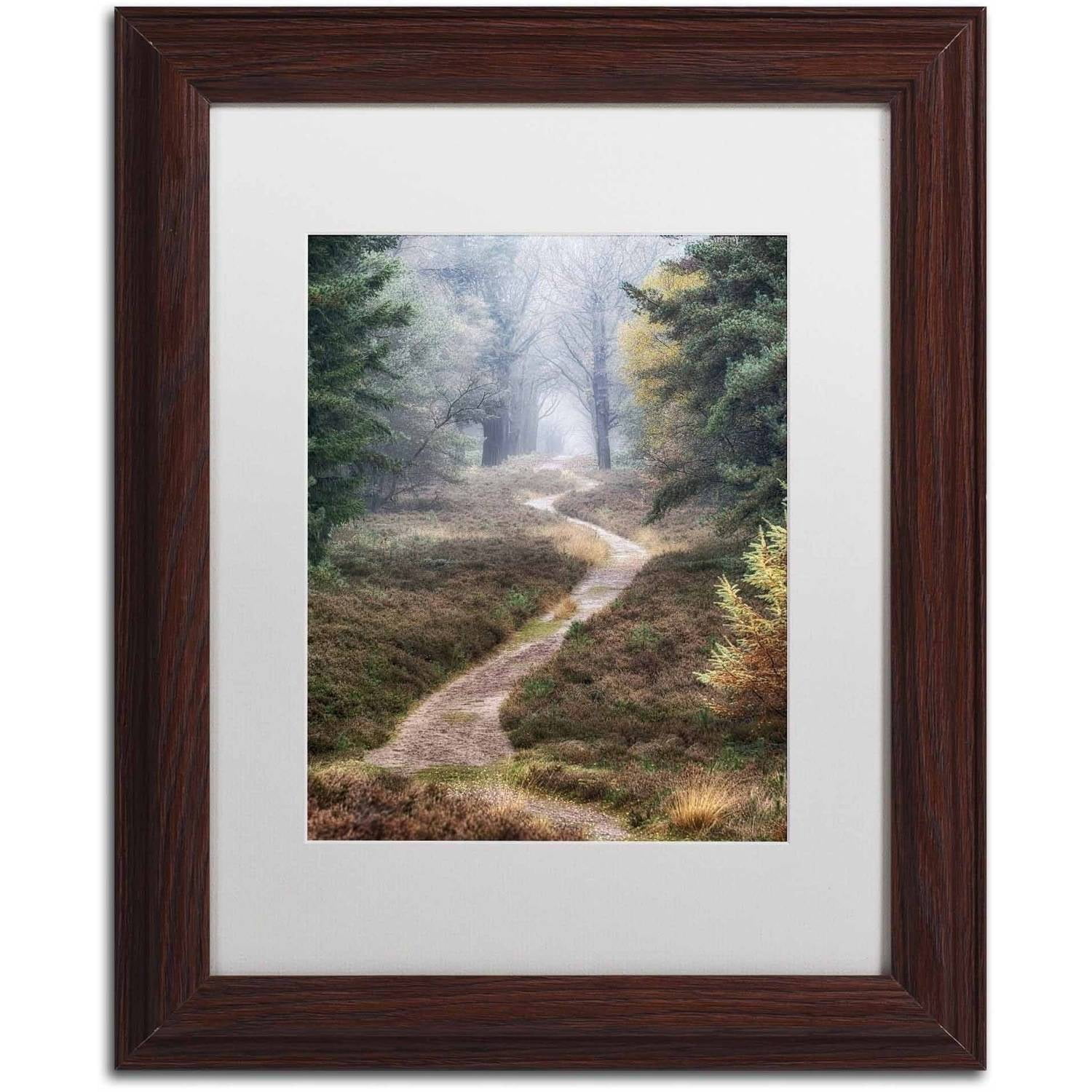 Trademark Fine Art 'Hiking Trail' Canvas Art by Cora Niele, White Matte, Wood Frame