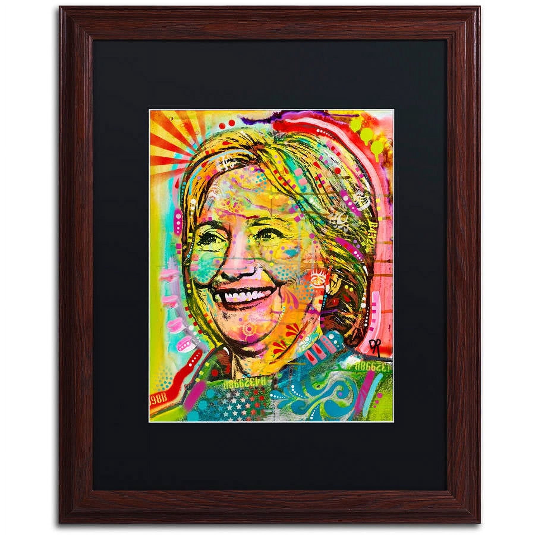 Trademark Fine Art "Hillary" Canvas Art by Dean Russo, Black Matte, Wood Frame