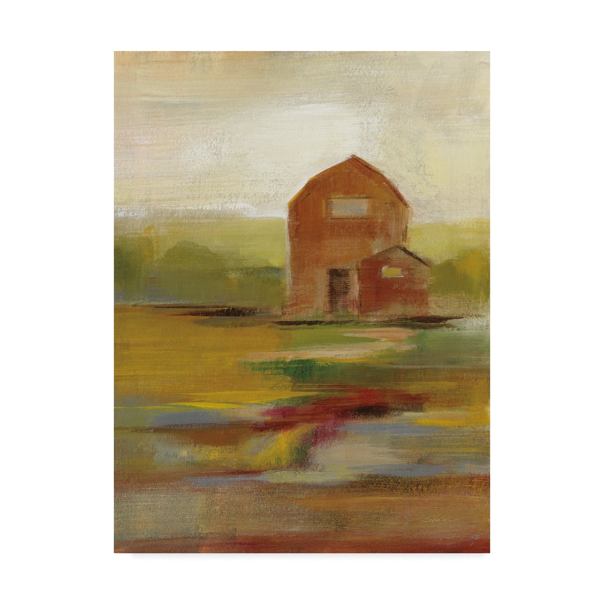 Silvia Vassileva Red Barn Landscape Canvas Art