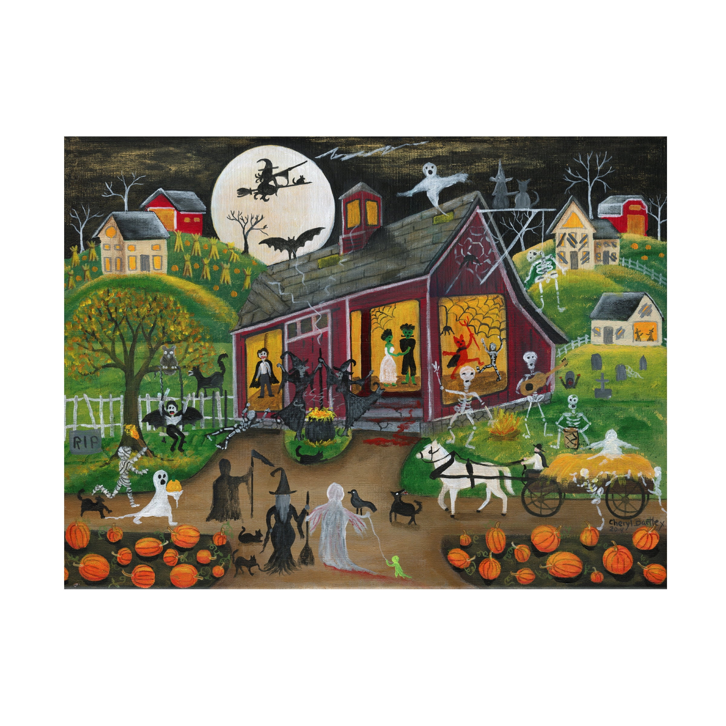 Trademark Fine Art 'Ho Down Barn Dance Halloween' Canvas Art by Cheryl Bartley