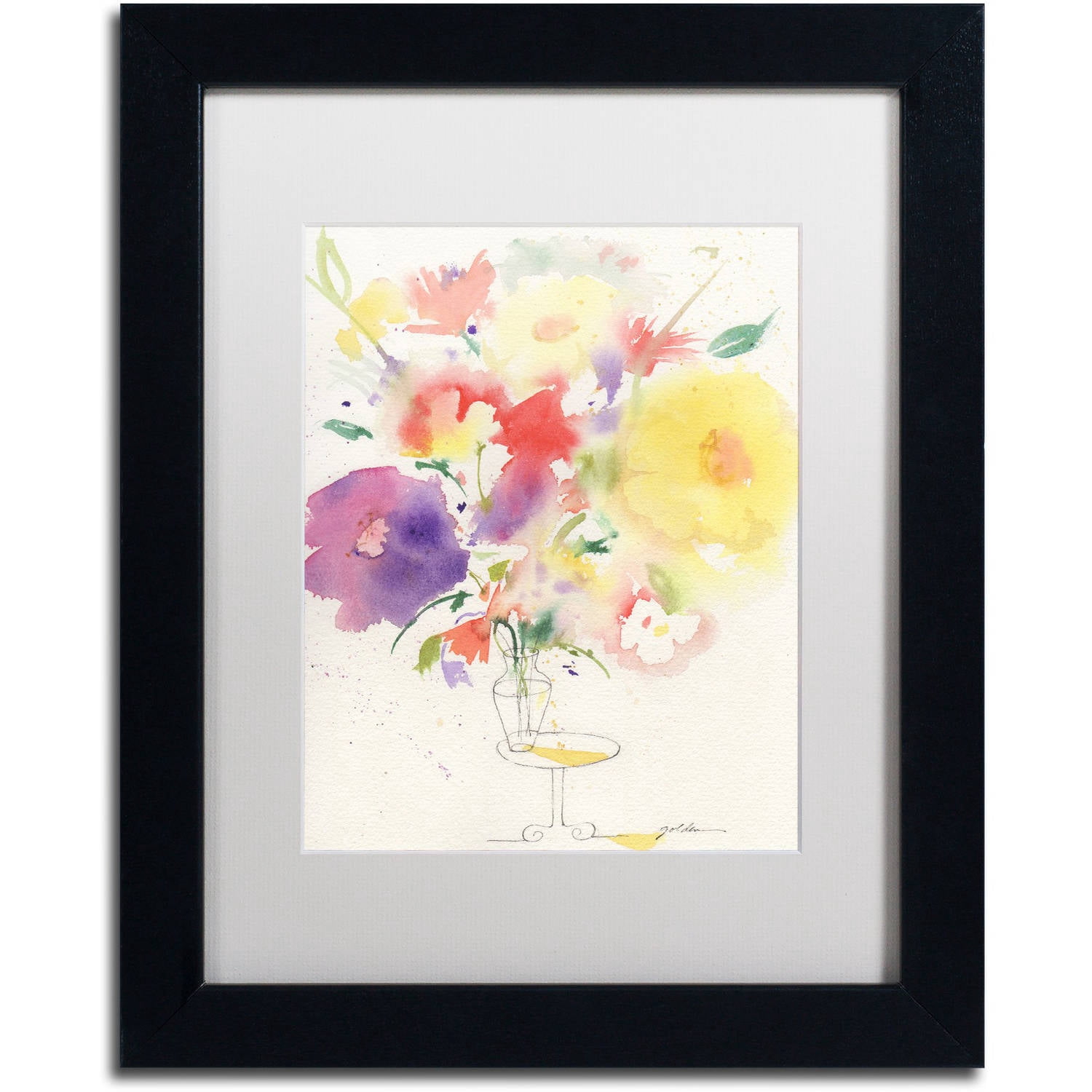 Trademark Fine Art 'Holiday Bouquet' Canvas Art by Sheila Golden, White Matte, Black Frame