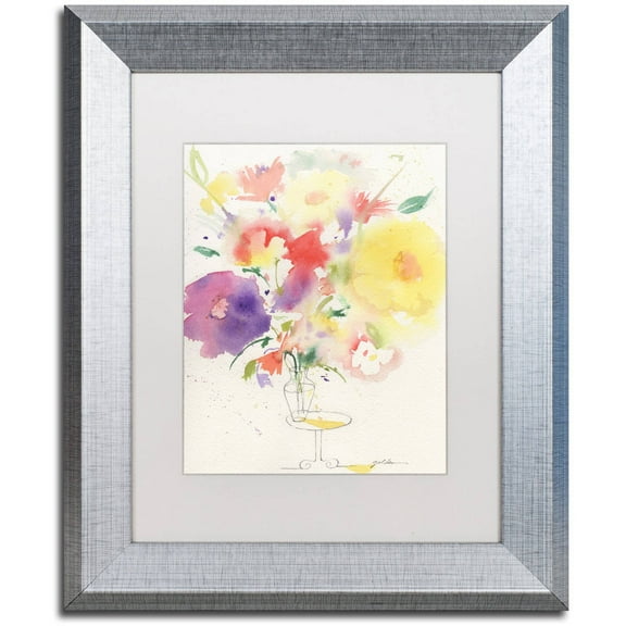 Trademark Fine Art 'Holiday Bouquet' Canvas Art by Sheila Golden, White Matte, Silver Frame