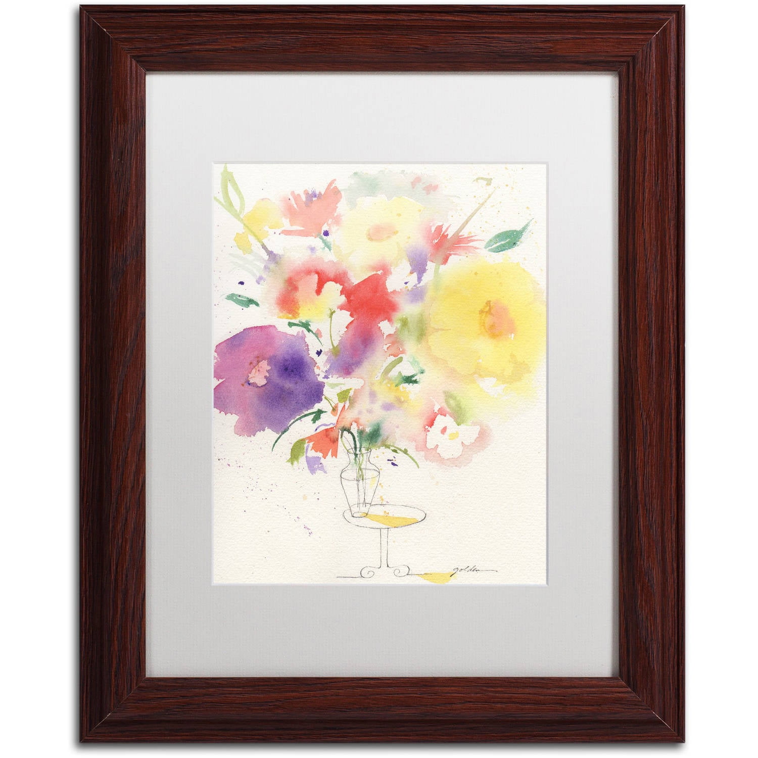 Trademark Fine Art 'Holiday Bouquet' Canvas Art by Sheila Golden, White Matte, Wood Frame