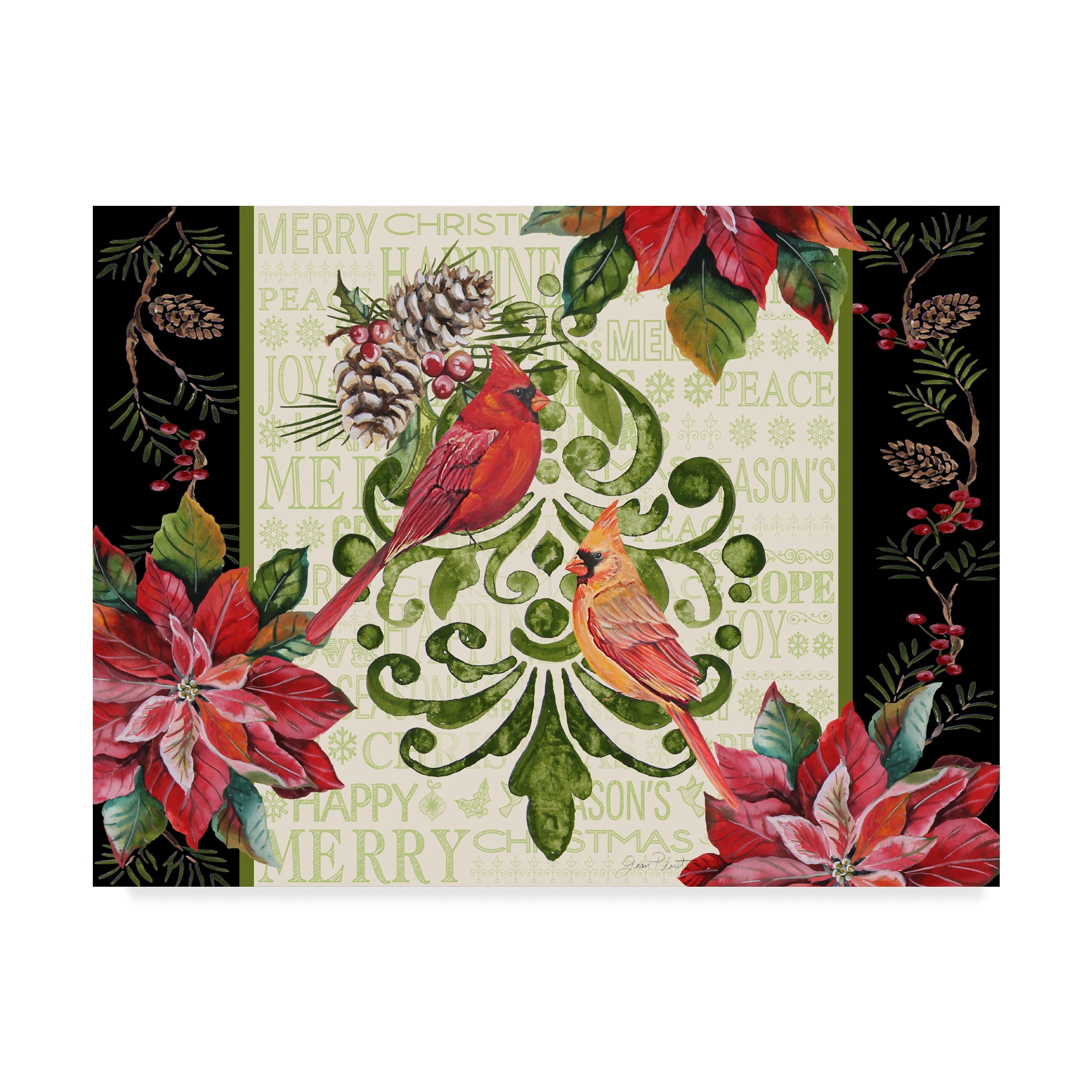 Trademark Fine Art 'Holiday Cardinals 2' Canvas Art by Jean Plout