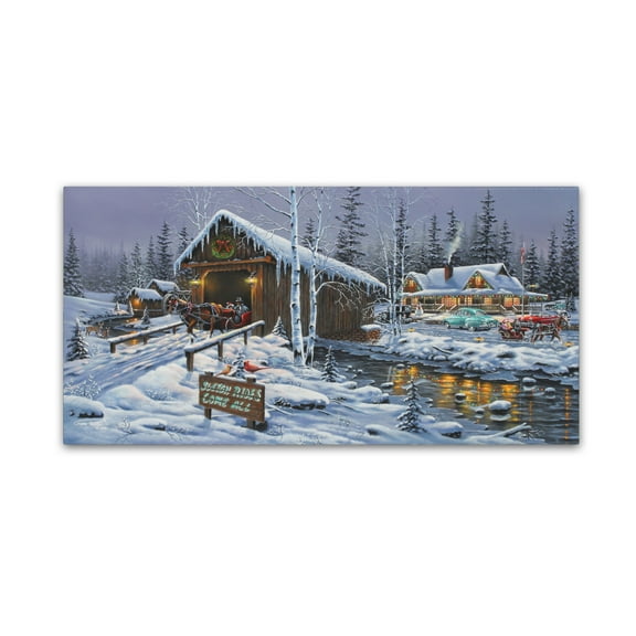 Trademark Fine Art Geno Peoples Holiday Gathering Canvas Wall Art - 16x32