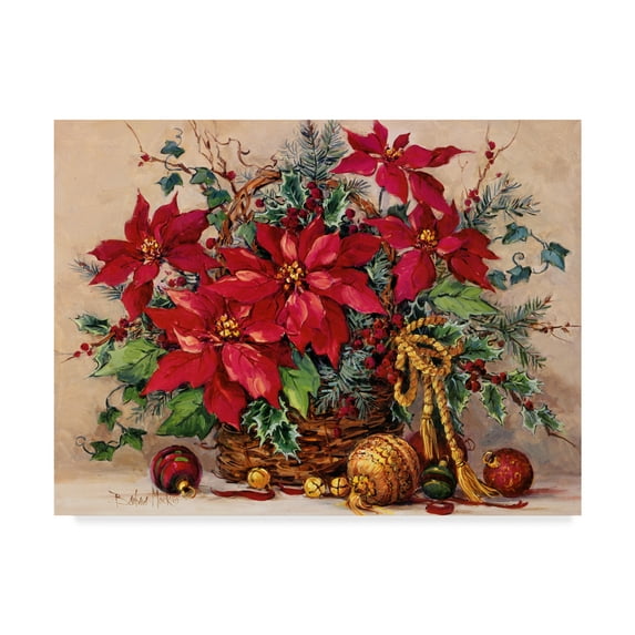 Trademark Fine Art 'Holiday Poinsettia Basket' Canvas Art by Barbara Mock