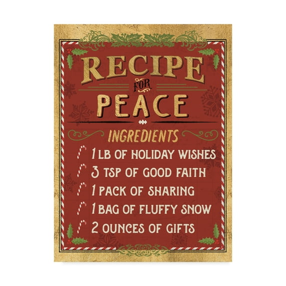 Trademark Fine Art 'Holiday Recipe II Gold and Red' Canvas Art by Pela Studio