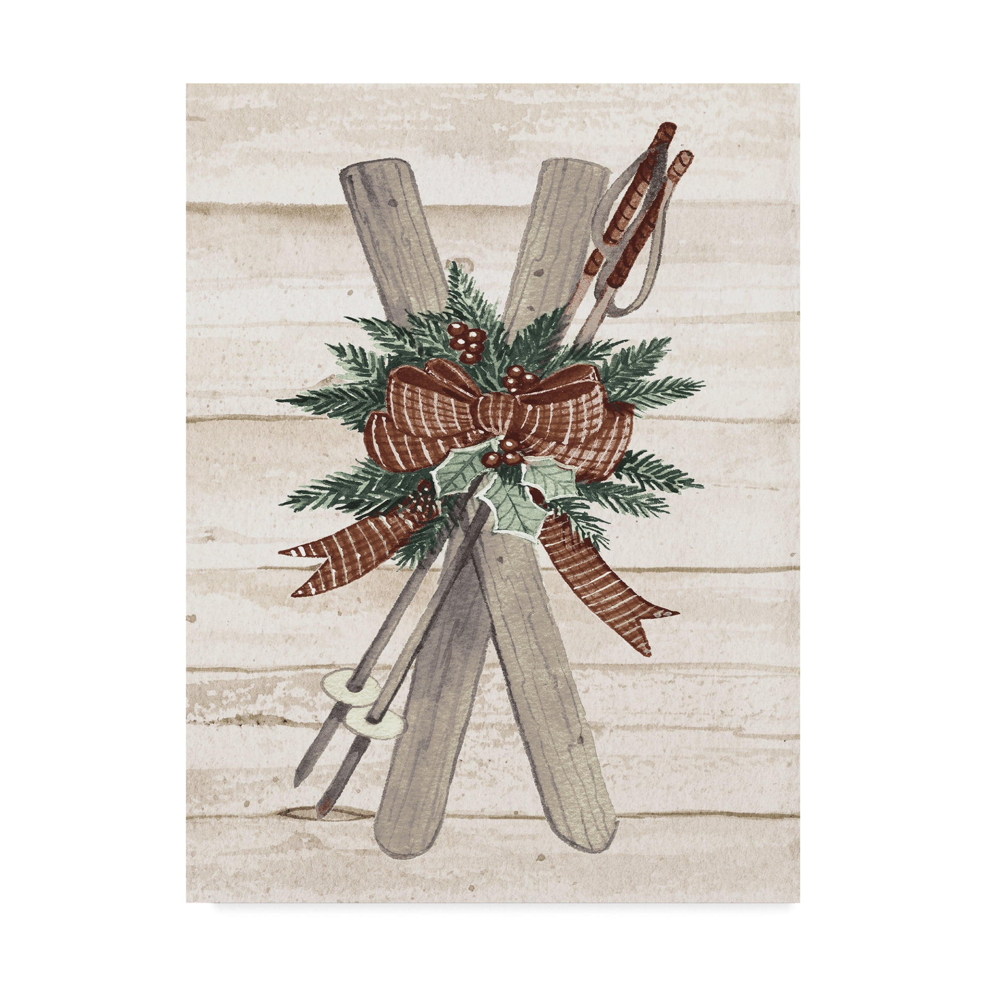 Trademark Fine Art 'Holiday Sports on Wood IV Luxe' Canvas Art by Kathleen Parr Mckenna