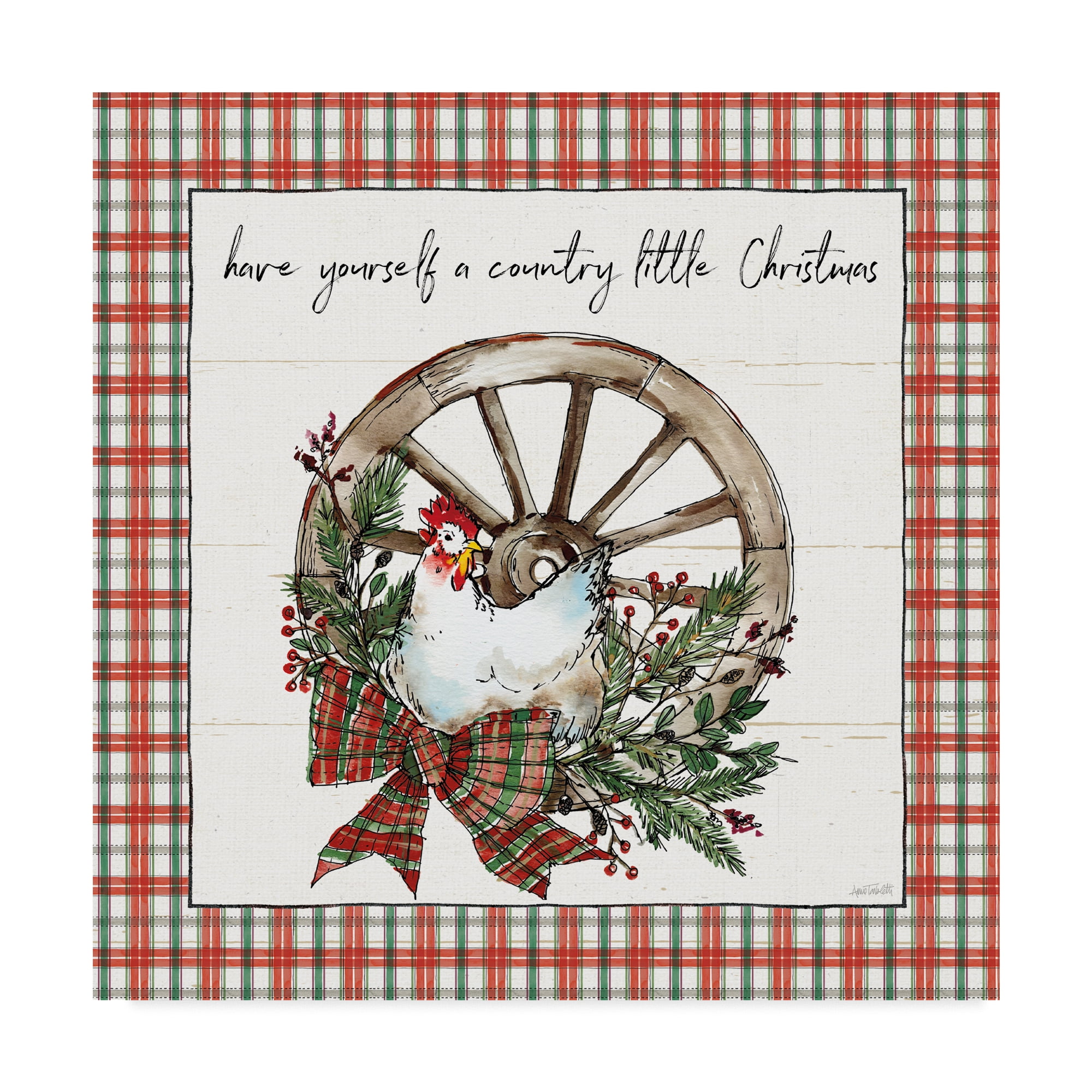Trademark Fine Art 'Holiday on the Farm V Plaid' Canvas Art by Anne Tavoletti