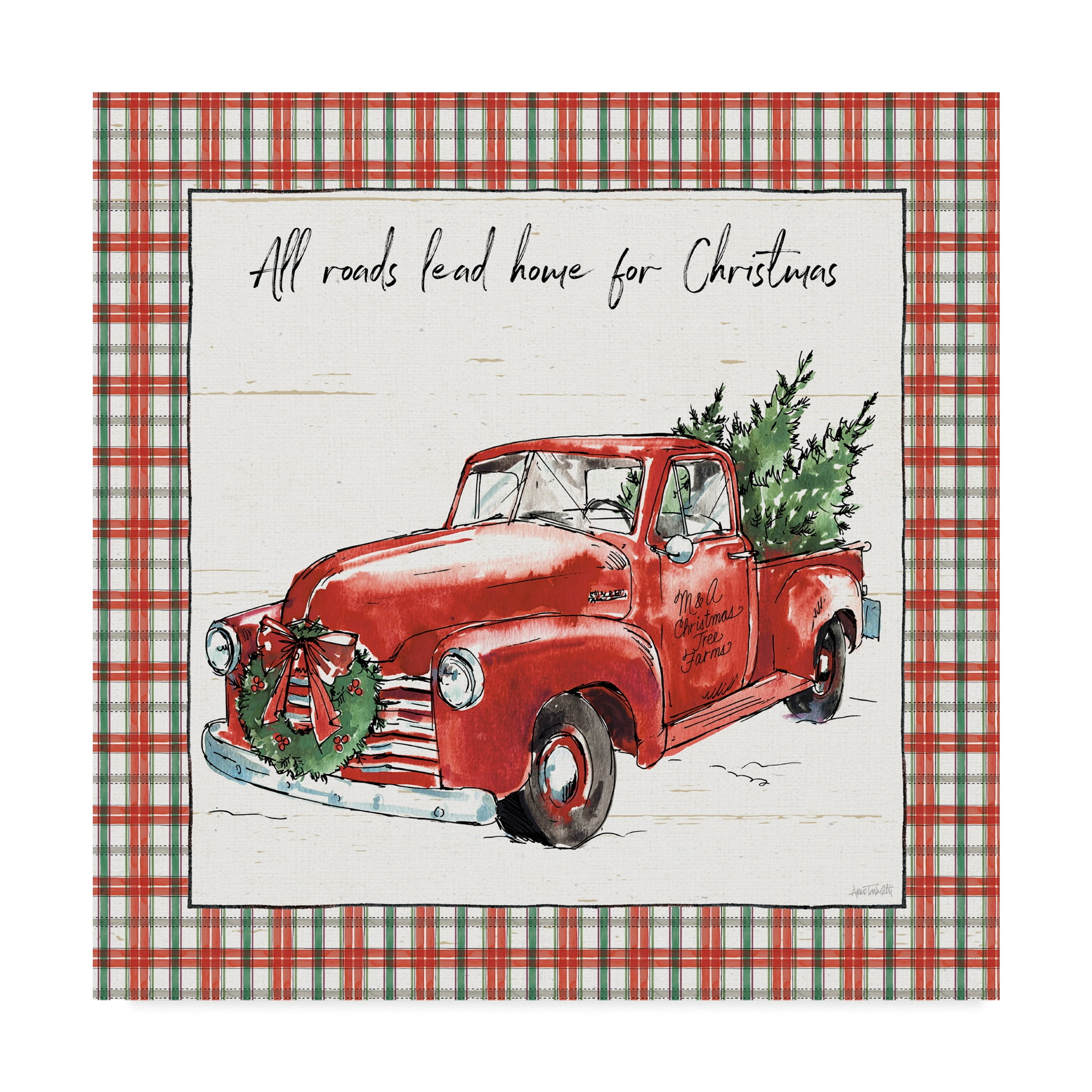Trademark Fine Art 'Holiday on the Farm VI Plaid' Canvas Art by Anne Tavoletti