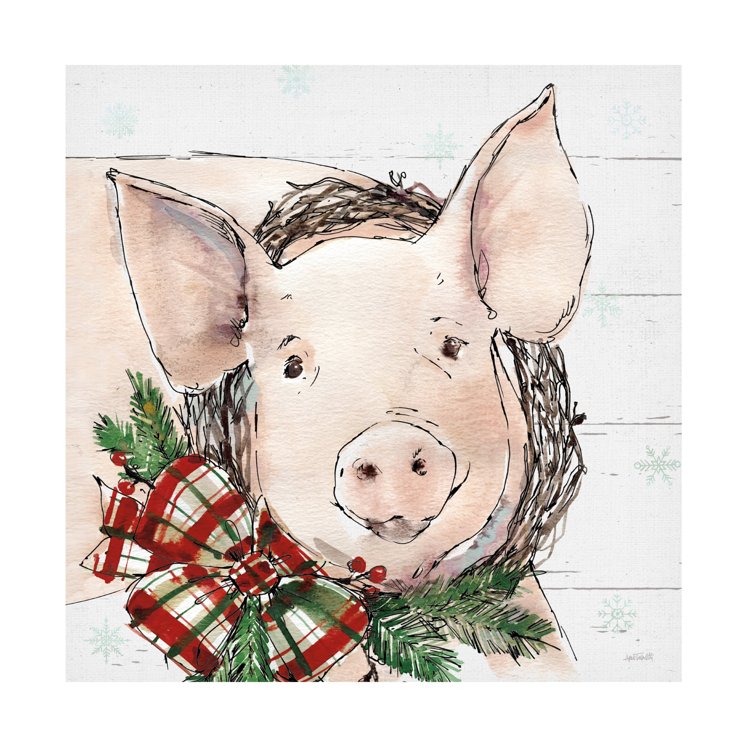 Trademark Fine Art 'Holiday on the Farm VII on Gray' Canvas Art by Anne Tavoletti