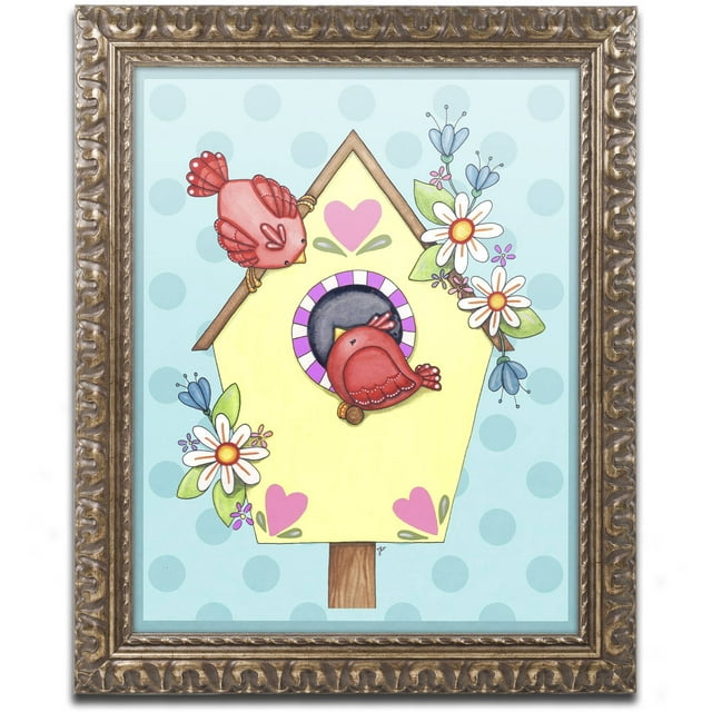 Trademark Fine Art "Home Tweet Home" Canvas Art by Jennifer Nilsson, Gold Ornate Frame