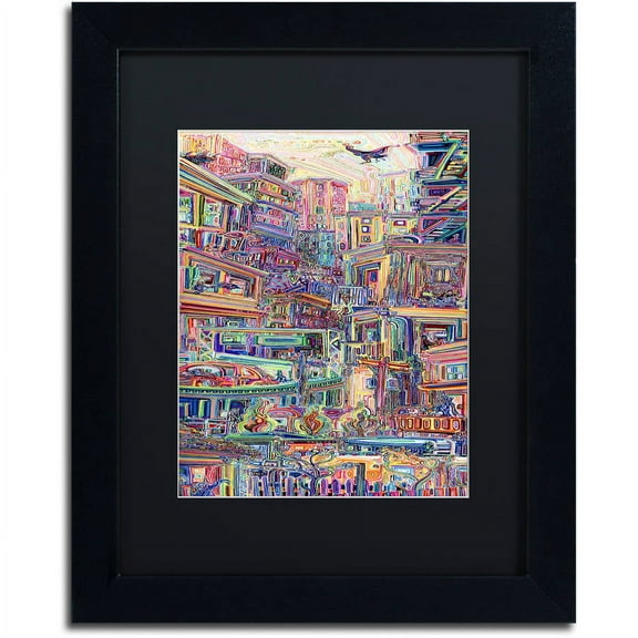 Trademark Fine Art 'Homes' Canvas Art by Josh Byer, Black Matte, Black Frame