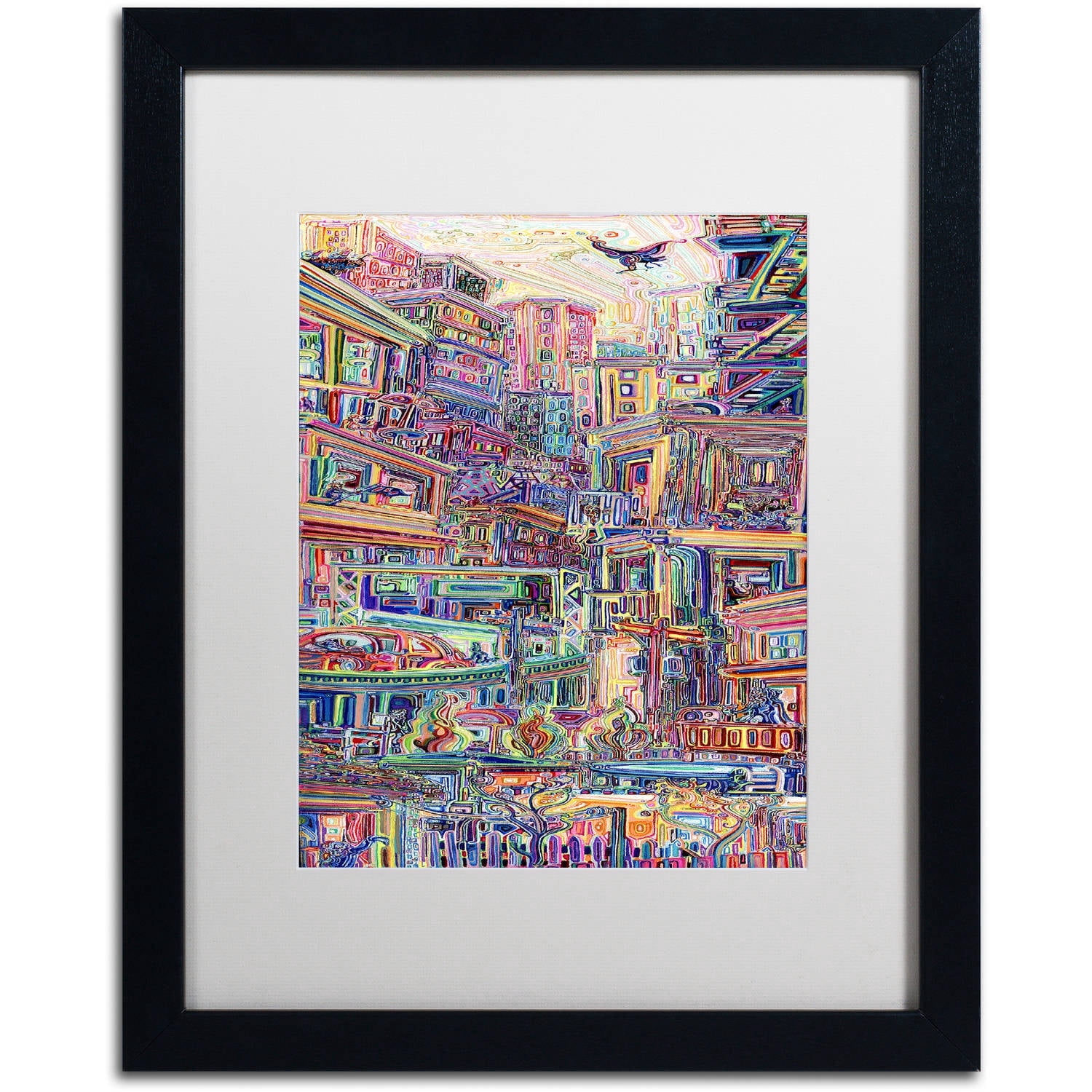 Trademark Fine Art "Homes" Canvas Art by Josh Byer, White Matte, Black Frame