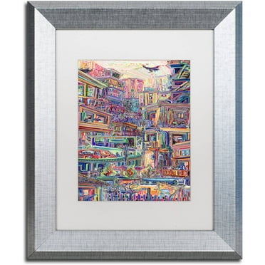 Trademark Fine Art "Homes" Canvas Art by Josh Byer, White Matte, Silver Frame