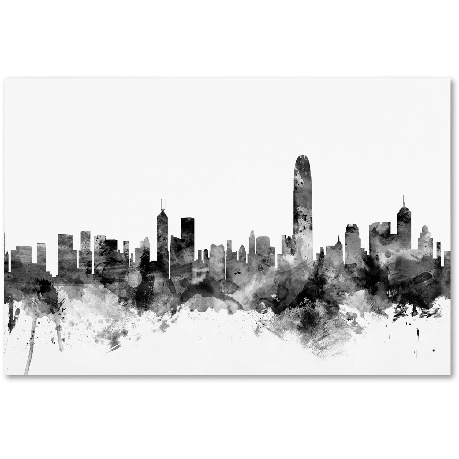 Trademark Fine Art "Hong Kong Skyline B&W" Canvas Art by Michael Tompsett