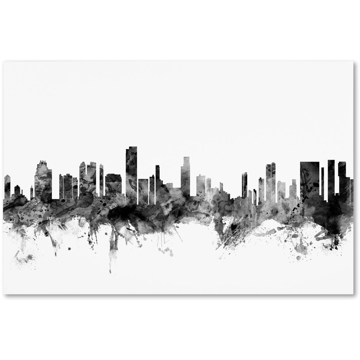 Trademark Fine Art "Honolulu Hawaii Skyline B&W" Canvas Art by Michael Tompsett