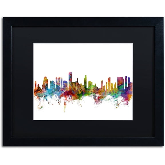 Trademark Fine Art 'Honolulu Hawaii Skyline' Canvas Art by Michael Tompsett, Black Matte, Black Frame