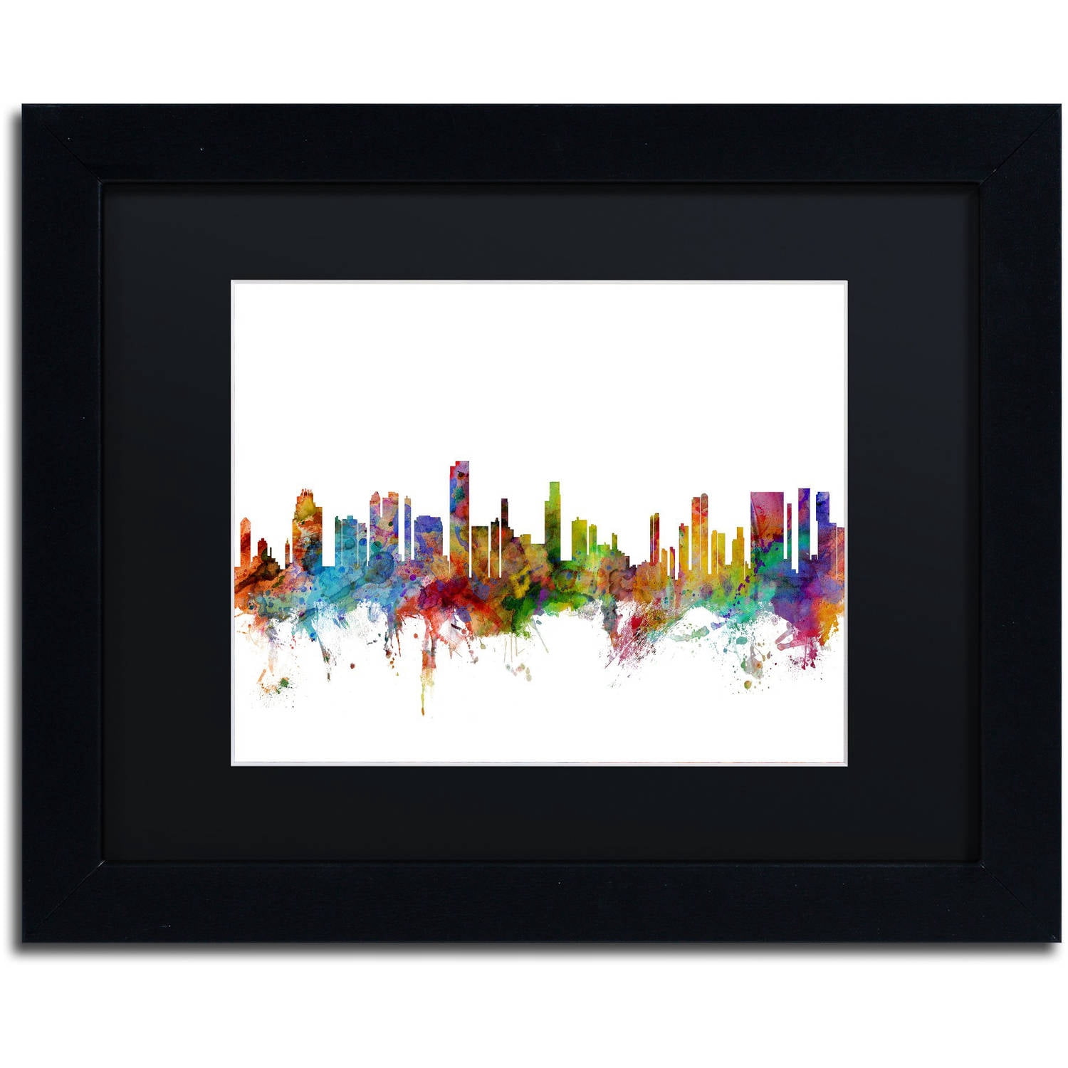 Trademark Fine Art 'Honolulu Hawaii Skyline' Canvas Art by Michael Tompsett, Black Matte, Black Frame