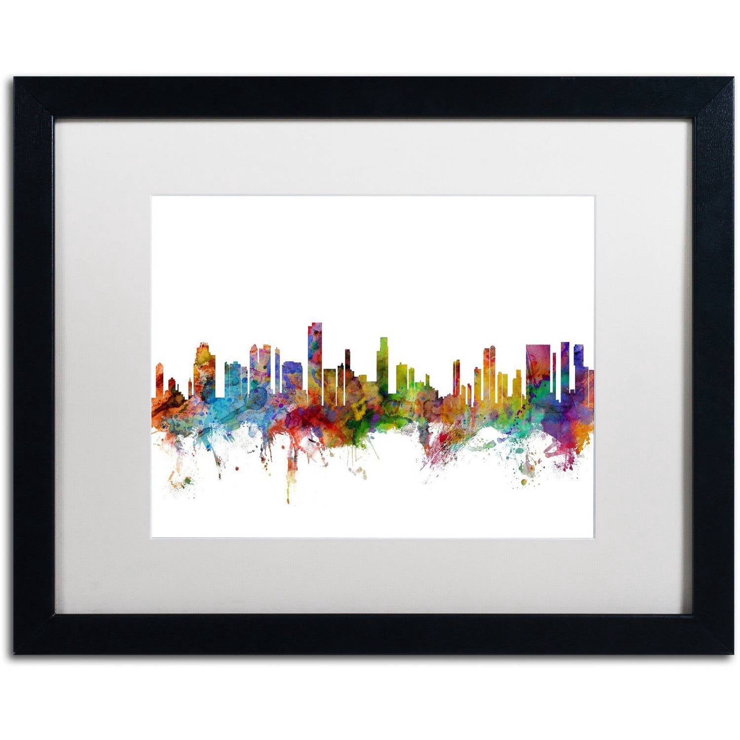 Trademark Fine Art 'Honolulu Hawaii Skyline' Canvas Art by Michael Tompsett, White Matte, Black Frame