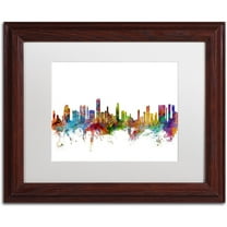 Trademark Fine Art 'Honolulu Hawaii Skyline' Canvas Art by Michael Tompsett, White Matte, Wood Frame