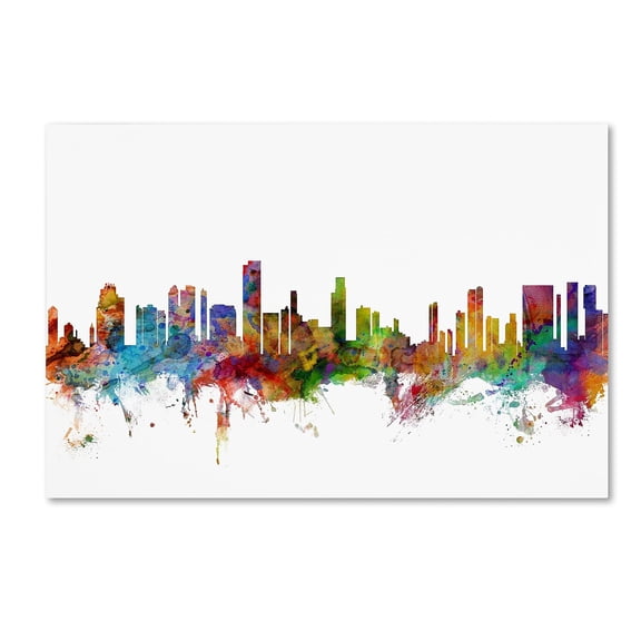 Trademark Fine Art "Honolulu Hawaii Skyline" Canvas Art by Michael Tompsett