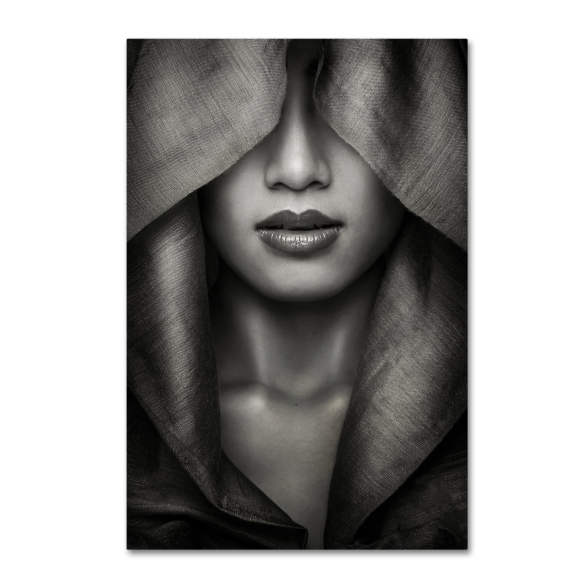 Modern Black and White Framed Canvas Art, 12 x 19 Inches