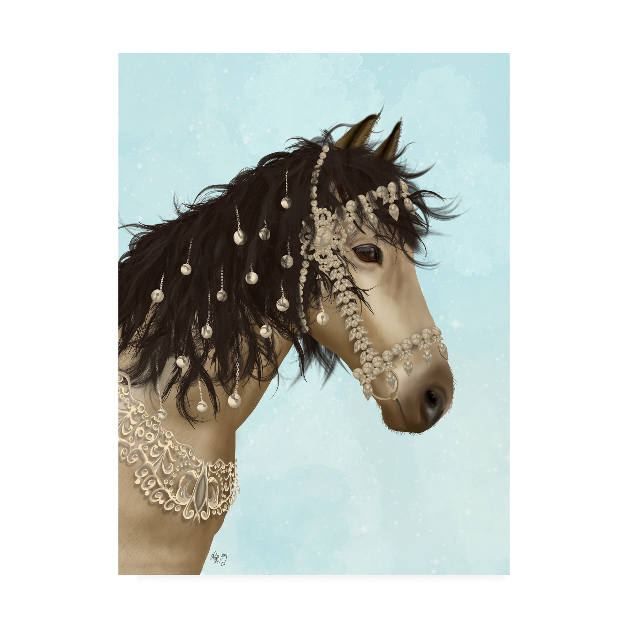 Trademark Fine Art 'Horse Buckskin with Jeweled Bridle' Canvas Art by Fab Funky