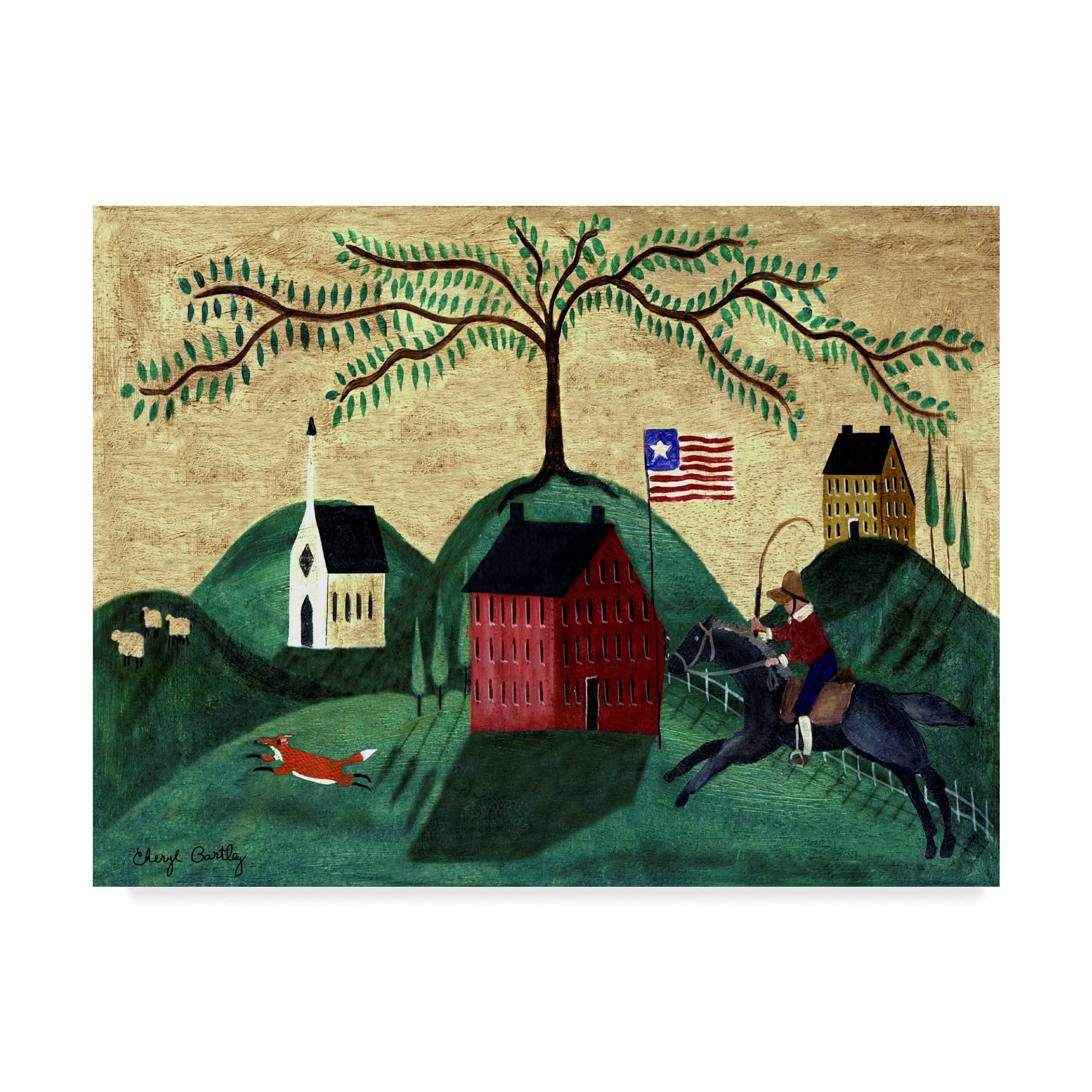 Trademark Fine Art 'Horse Fox Willow Tree' Canvas Art by Cheryl Bartley