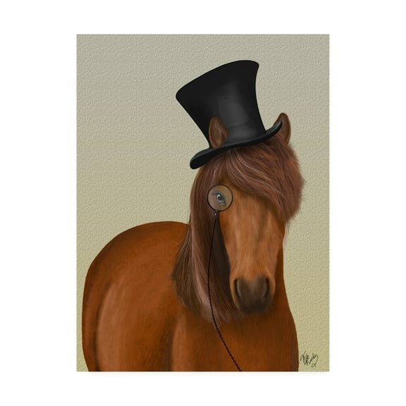 Trademark Fine Art 'Horse Top Hat and Monocle' Canvas Art by Fab Funky