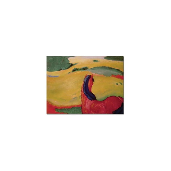 Trademark Fine Art Franz Marc Horse in a Landscape, 1910 Canvas Wall Art - 14x19