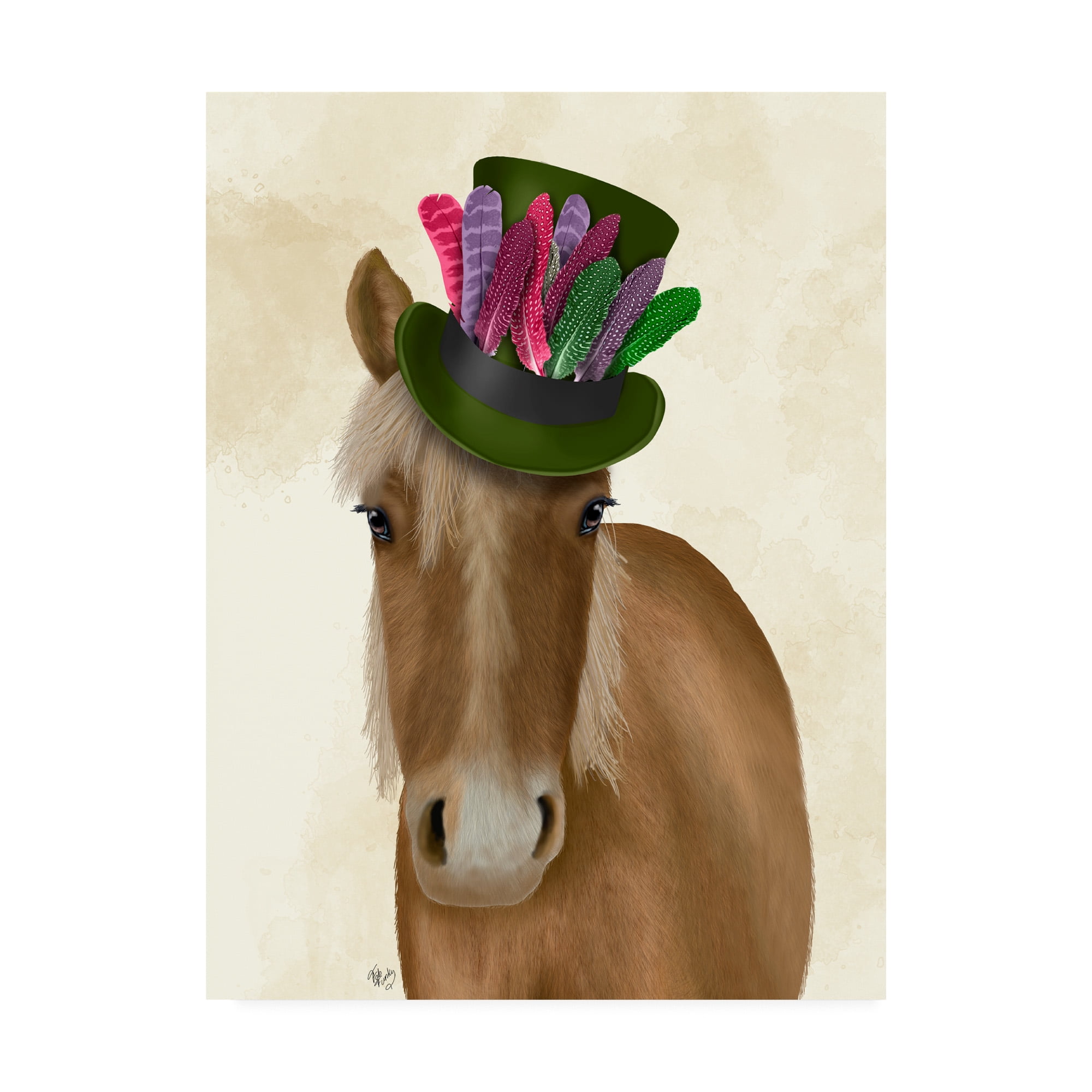 Trademark Fine Art 'Horse with Feather Hat' Canvas Art by Fab Funky