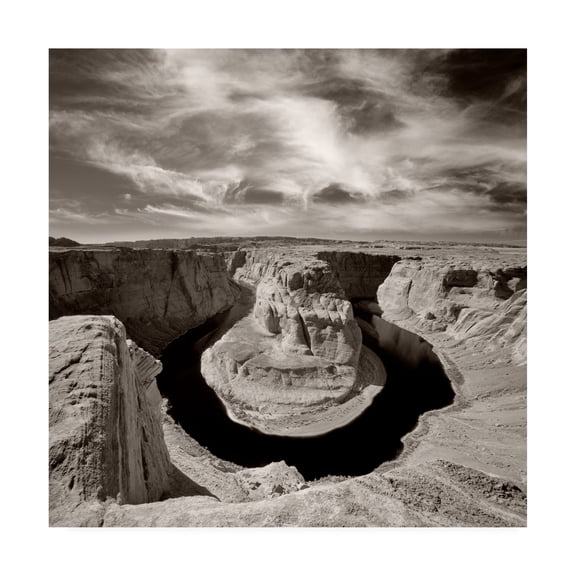 Trademark Fine Art 'Horseshoe Bend And Clouds Page Arizona' Canvas Art by Monte Nagler