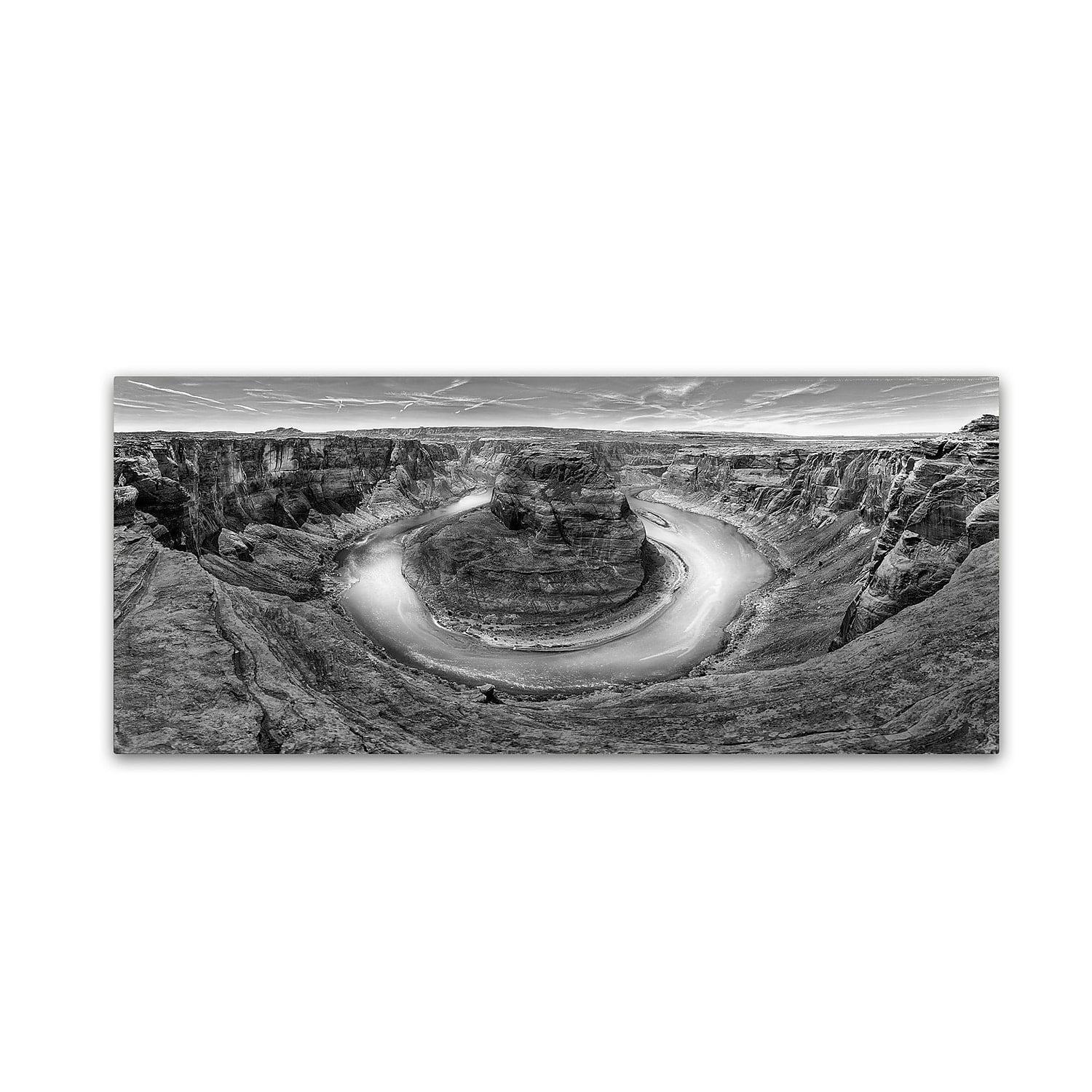 Trademark Fine Art ''Horseshoe Bend BW'' by Moises Levy 8" x 19" Canvas Art (ALI1134-C819GG)