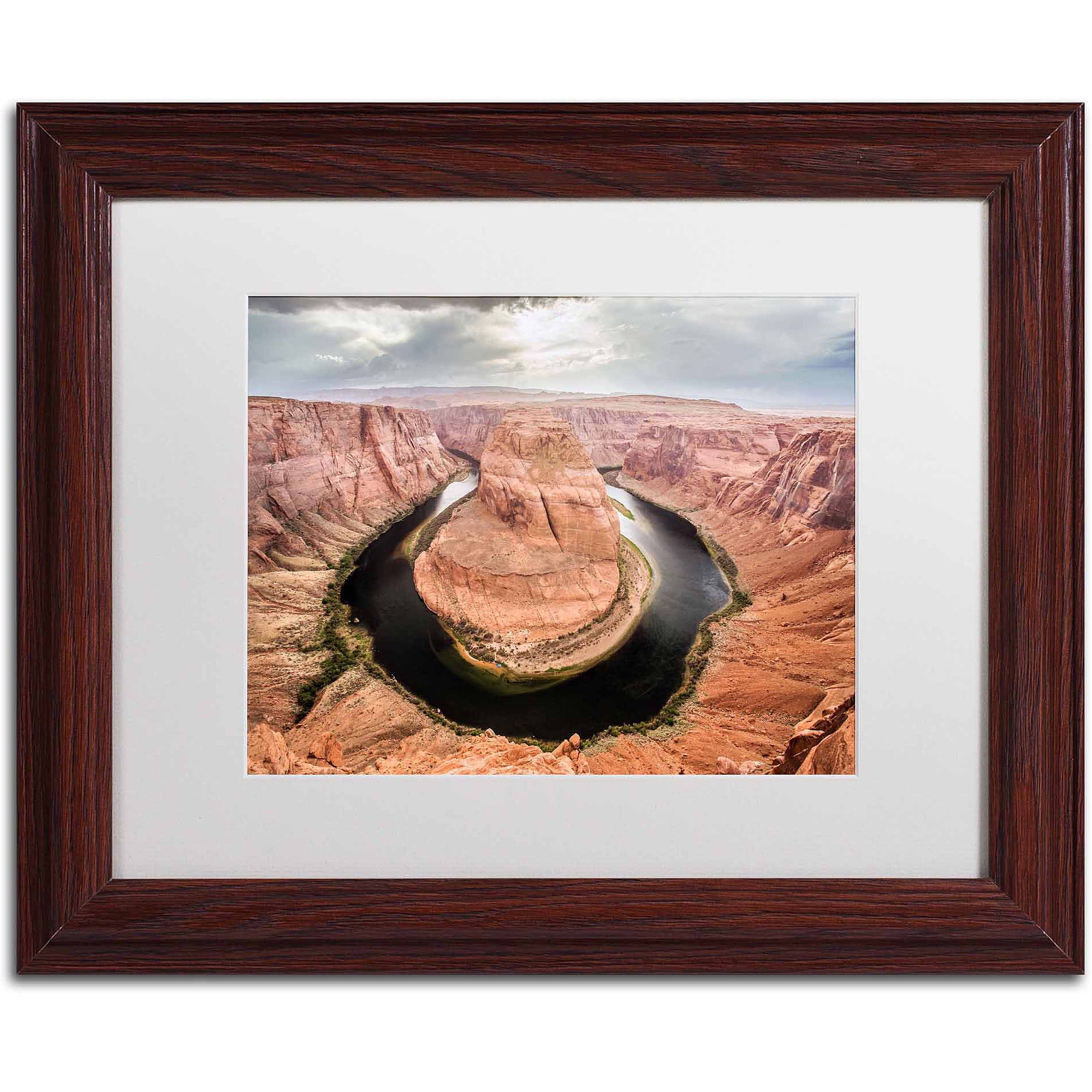 Trademark Fine Art "Horseshoe Bend" Canvas Art by Pierre Leclerc, White Matte/Wood Frame