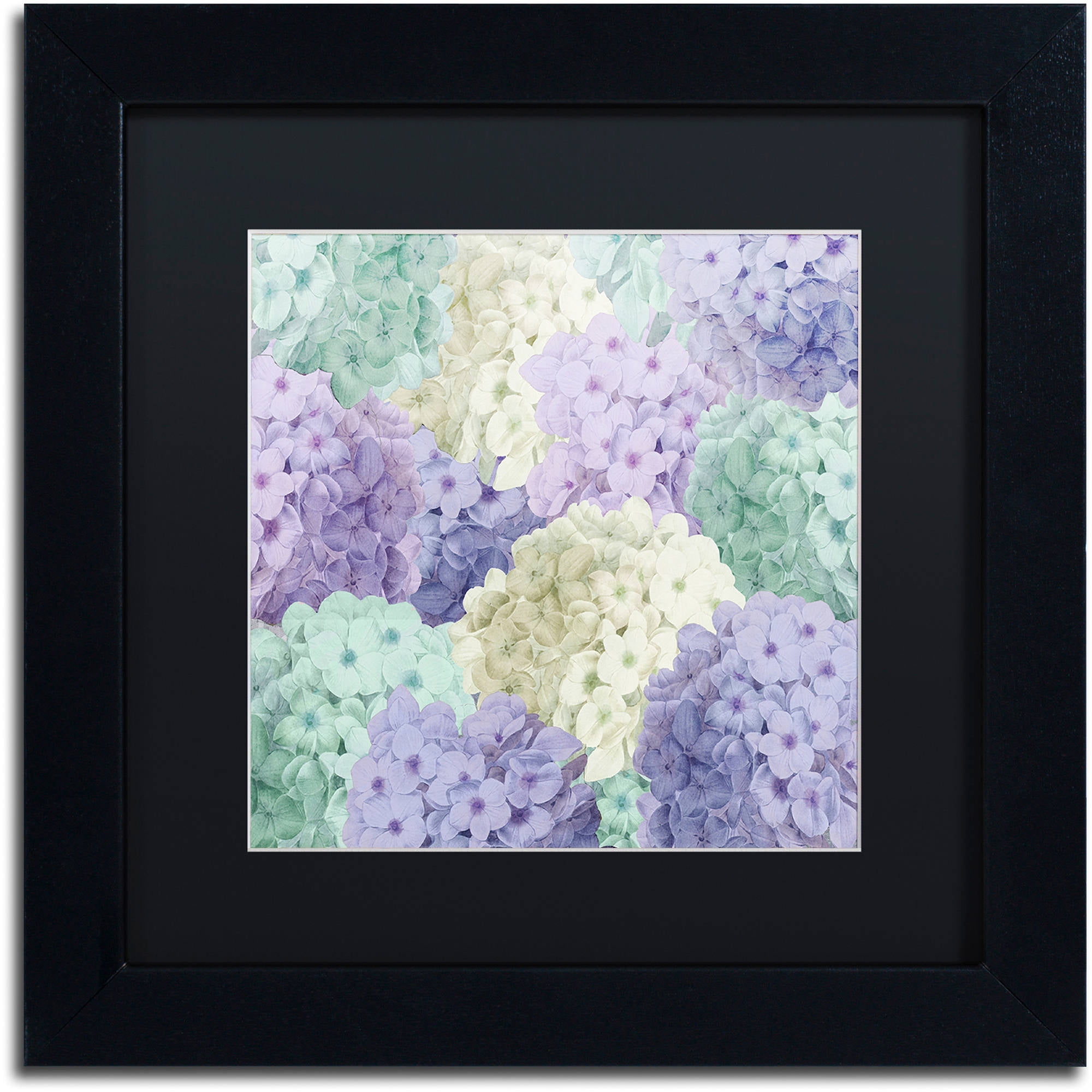 Trademark Fine Art "Hortensia Groundless Cool Tones" Canvas Art by Color Bakery Black Matte, Black Frame