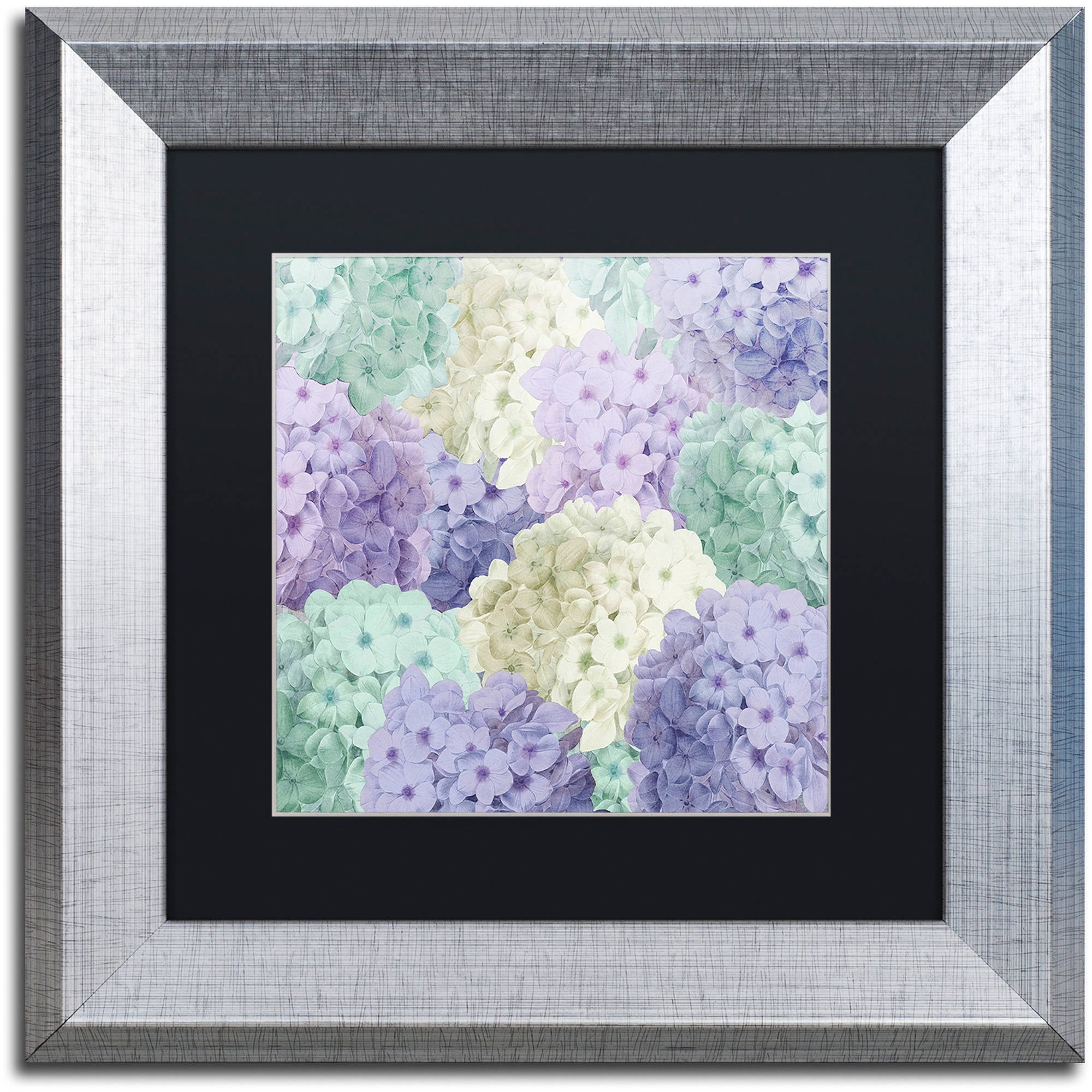 Trademark Fine Art "Hortensia Groundless Cool Tones" Canvas Art by Color Bakery Black Matte, Silver Frame