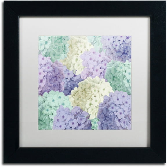 Trademark Fine Art "Hortensia Groundless Cool Tones" Canvas Art by Color Bakery White Matte, Black Frame