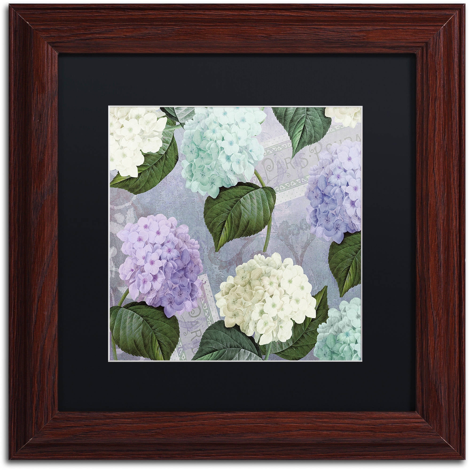 Trademark Fine Art "Hortensia Lavenders" Canvas Art by Color Bakery Black Matte, Wood Frame