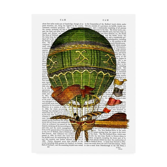 Trademark Fine Art 'Hot Air Balloon, Green' Canvas Art by Fab Funky